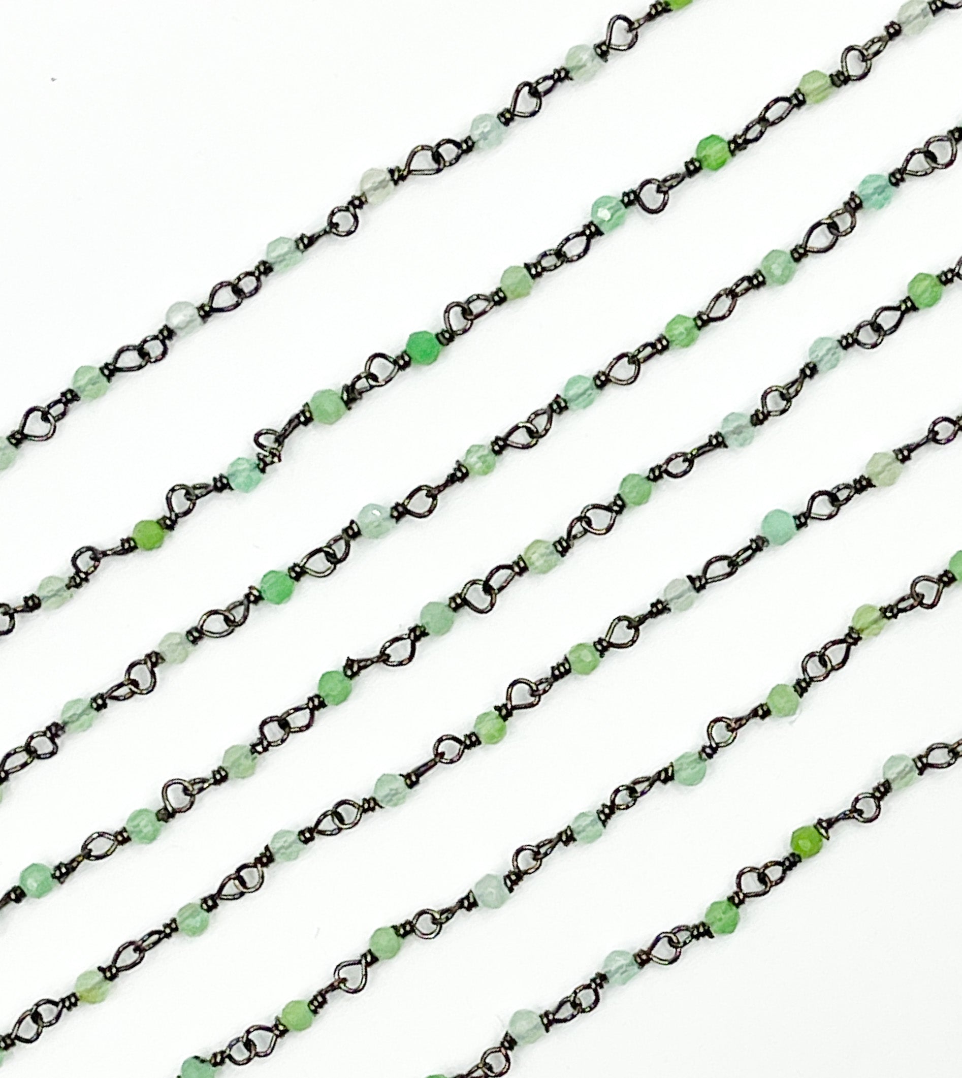 Chrysoprase Gemstone Faceted Wire Wrapped Chains