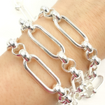 Load image into Gallery viewer, 925 Sterling Silver Hollow Paperclip and Rolo Link Chain.
