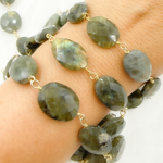 Load image into Gallery viewer, Labradorite Oval Shape Gold Plated Wire Chain