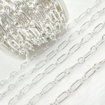 Load image into Gallery viewer, 925 Sterling Silver Hollow Smooth Paperclip Long & Short Link Chain.