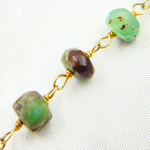 Load image into Gallery viewer, Two Tone Chrysoprase Rondel Shape Gold Plated Wire Chain.