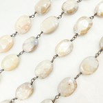 Load image into Gallery viewer, Created White Opal Oval Shape Oxidized Wire Chain