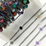 Load image into Gallery viewer, Multi Gemstone Double Oxidized Connected Wire Chain.