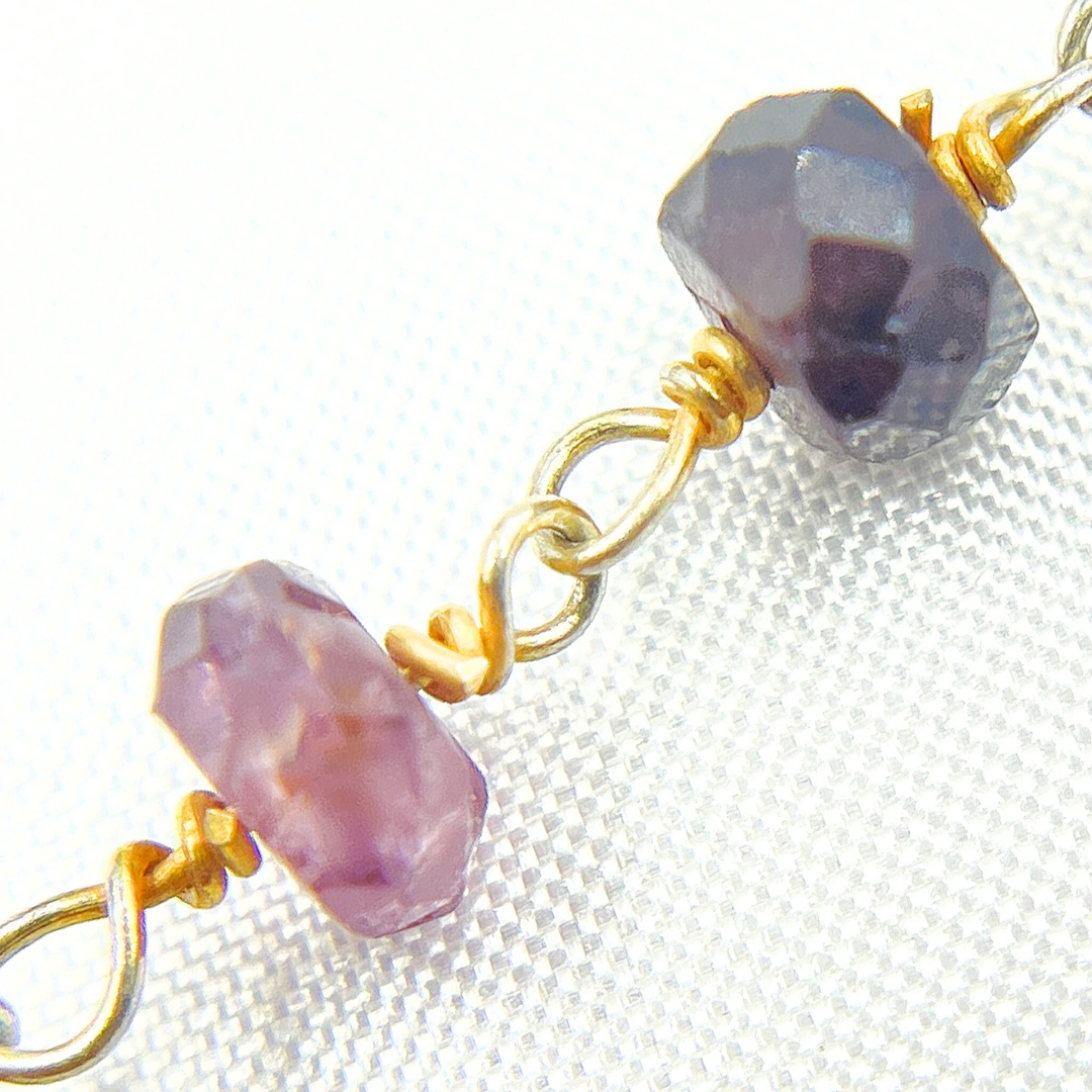 Multi Sapphire Ombre Gold Plated Wire Chain.