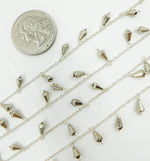 Load image into Gallery viewer, Steel Pyrite Drop Dangle 925 Sterling Silver Wire Chain.