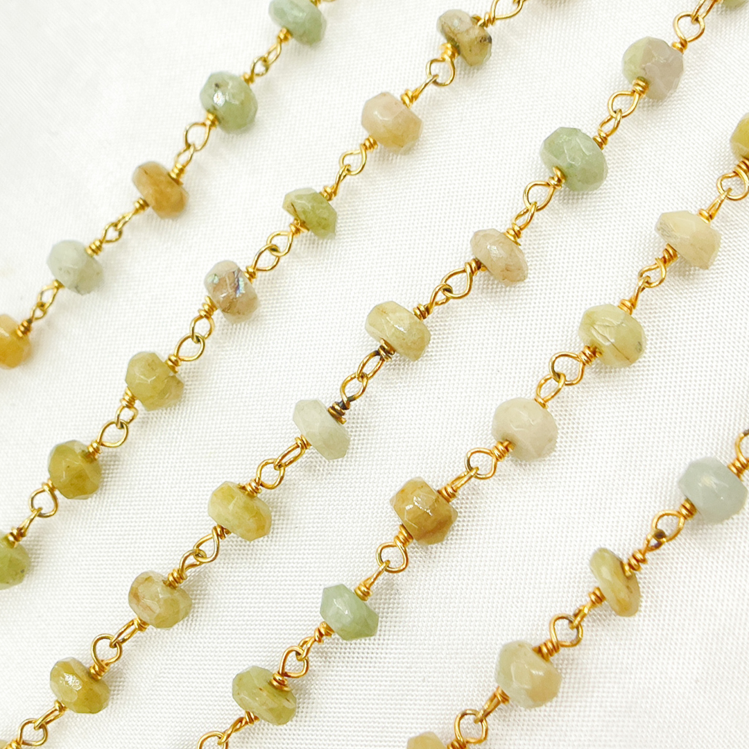 Coated Cats Eye Gold Plated Wire Chain