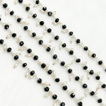 Load image into Gallery viewer, Black Spinel & Pearl Dangle 925 Sterling Silver Wire Chain.