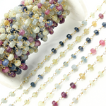 Load image into Gallery viewer, Multi Sapphire Ombre Gold Plated Wire Chain