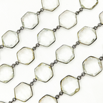 Load image into Gallery viewer, Crystal Hexagon Shape Bezel Oxidized Wire Chain