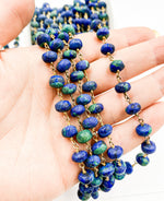 Load image into Gallery viewer, Azurite Malachite Gold Plated Wire Chain.
