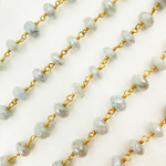 Load image into Gallery viewer, Coated Milky Aquamarine Gold Plated Wire Chain