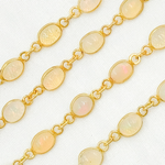 Load image into Gallery viewer, Ethiopian Opal Oval Shape Bezel Gold Plated Silver Wire Chain.