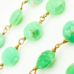 Load image into Gallery viewer, Chrysoprase Coin Shape Gold Plated 925 Sterling Silver Wire Chain.