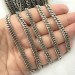 Load image into Gallery viewer, Oxidized Sterling Silver Solid Double Curb Chain