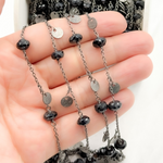 Load image into Gallery viewer, Black Spinel and Dangle Disc Oxidized Wire Chain. BSP35