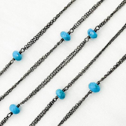 Turquoise Double Oxidized Connected Wire Chain.