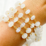 Load image into Gallery viewer, White Rainbow Moonstone Gold Plated Wire Chain. MS55
