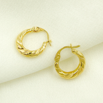 Load image into Gallery viewer, 14K Solid Gold Twisted Hoop