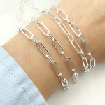 Load image into Gallery viewer, 925 Sterling Silver Flat Paperclip Link Chain.