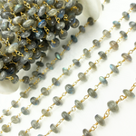 Load image into Gallery viewer, Labradorite Smooth Gold Plated Wire Chain