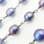 Load image into Gallery viewer, Peacock Freshwater Pearl Oxidized Wire Chain.