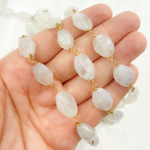 Load image into Gallery viewer, Moonstone Oval Shape Gold Plated Wire Chain.
