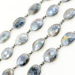 Load image into Gallery viewer, Coated Labradorite Organic Shape Bezel Oxidized Wire Chain