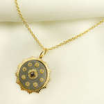Load image into Gallery viewer, 925 Sterling Silver Black Rhodium with Diamonds Circle Shape Charm.