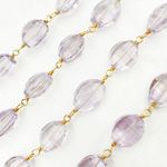 Load image into Gallery viewer, Pink Amethyst Oval Gold Plated Wire Chain