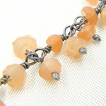 Load image into Gallery viewer, Peach Moonstone Cluster Dangle Oxidized Wire Chain