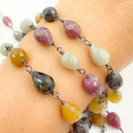 Load image into Gallery viewer, Multi Sapphire Tear Drop Shape Oxidized Wire Chain