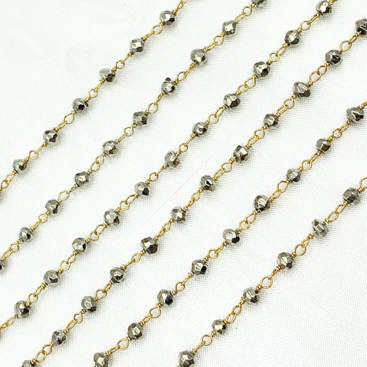 Steel Pyrite Gold Plated 925 Sterling Silver Wire Chain.
