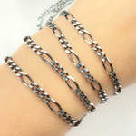 Load image into Gallery viewer, Black Rhodium & Sterling Silver Figaro Link Chain