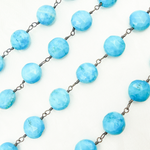 Load image into Gallery viewer, Turquoise Coin Shape Gold Plated Wire Chain.