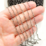 Load image into Gallery viewer, Coated Grey Moonstone Oxidized Wire Chain.