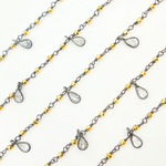 Load image into Gallery viewer, Golden Pyrite & CZ Dangle Oxidized Wire Chain