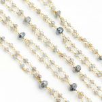 Load image into Gallery viewer, Coated Labradorite Double Gold Plated Connected Wire Chain.