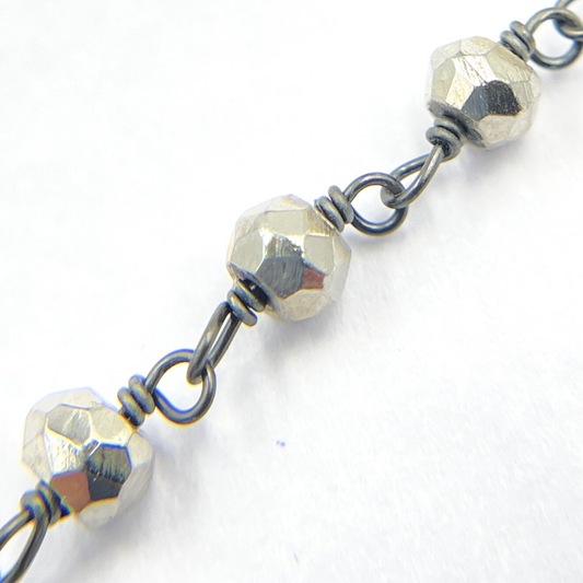 Steel Pyrite Black Rhodium 925 Sterling Silver Wire Chain