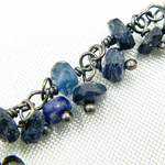 Load image into Gallery viewer, Dyed Blue Sapphire Cluster Dangle Oxidized Wire Chain.