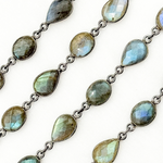 Load image into Gallery viewer, Labradorite Pear & Oval Shape Bezel Oxidized Wire Chain