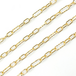 Load image into Gallery viewer, Sterling Silver Gold Plated Diamond Cut & 3 Smooth Links Paper Clip Chain