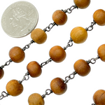 Load image into Gallery viewer, Wood Round Shape Wire Wrap Chain.