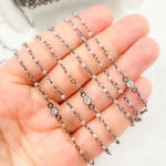 Load image into Gallery viewer, Coated Peach Moonstone & CZ Oxidized Wire Chain.