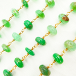 Load image into Gallery viewer, Chrysoprase Smooth Rondel Gold Plated Wire Chain
