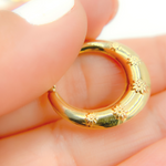 Load image into Gallery viewer, 14K Solid Gold Chunky Flower Engraved Hoop