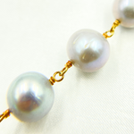 Load image into Gallery viewer, Grey Pearl Round Gold Plated Wire Chain