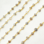 Load image into Gallery viewer, Coated Peach Moonstone Gold Plated Wire Chain.
