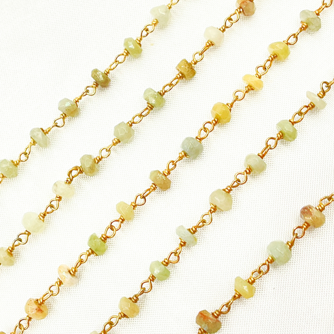 Coated Cats Eye Gold Plated Wire Chain
