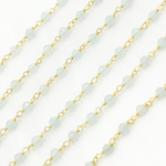 Load image into Gallery viewer, Coated Milky Aquamarine Gold Plated Wire Chain.