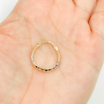 Load image into Gallery viewer, 14K Gold Diamond Cut Tri-Color Hoop Earrings.
